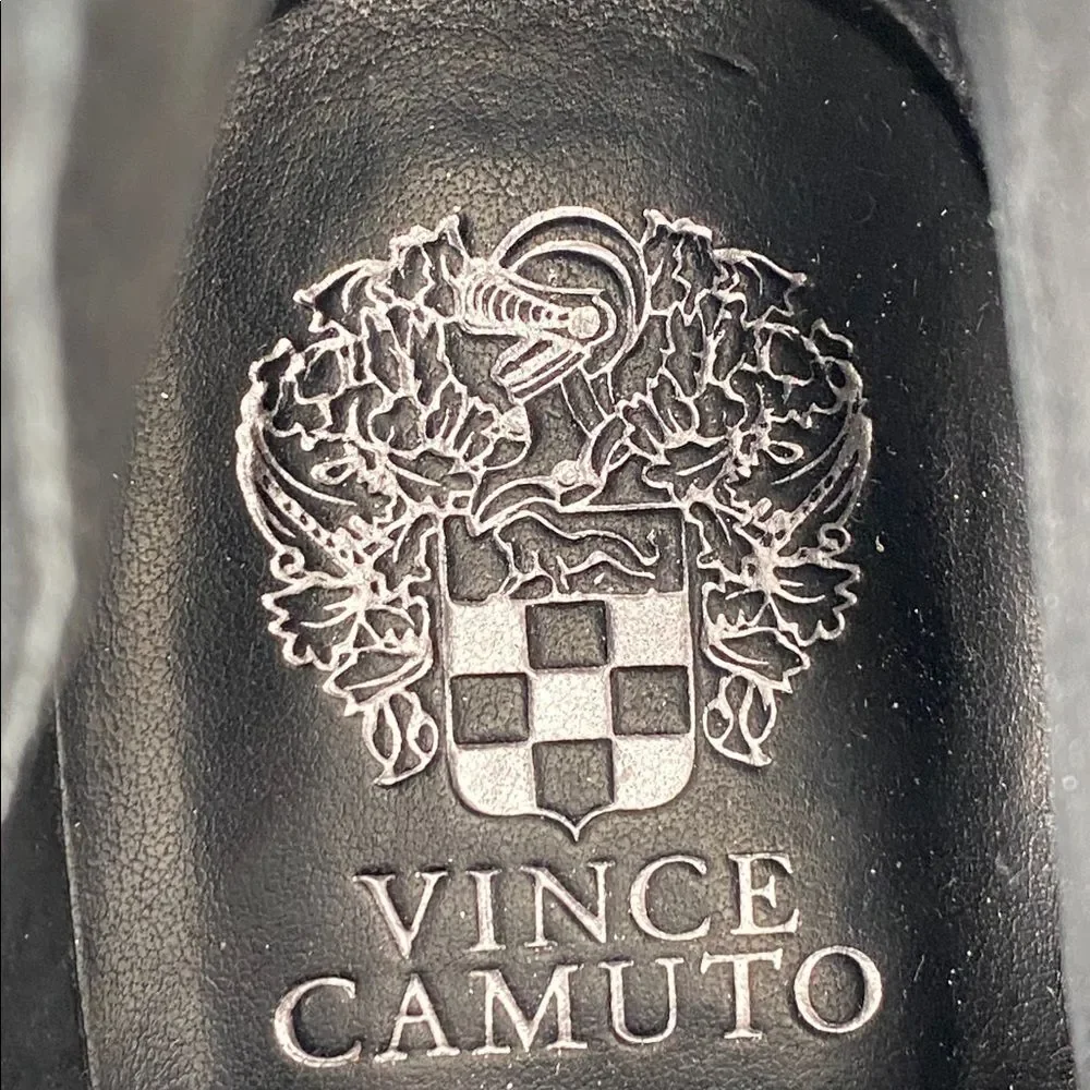 Vince Camuto Black Suede Leather Heeled Shoes 8.5 Lace Design Boho Chic Renfaire